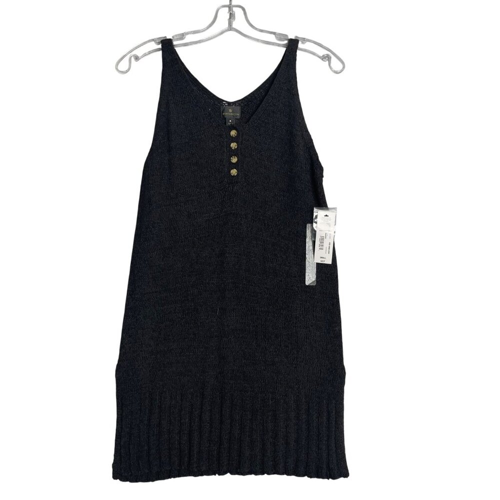 New Worthington Knit Sweater Tank Tunic Womens S Black Mini Dress Beach Cover Up